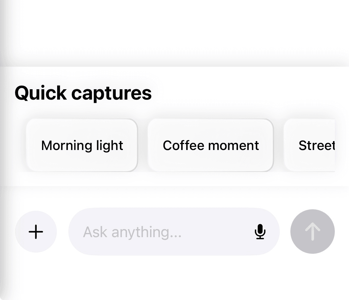 Quick captures feature showing timely and trending ideas